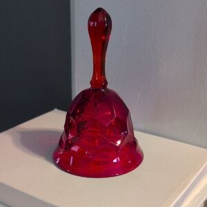 Vintage Viking Glass Georgian Pattern Ruby Red Glass Bell